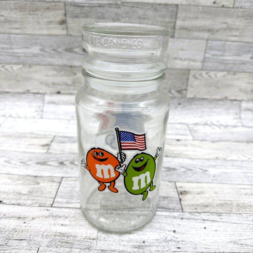 Vintage 1984 LA Olympic Games M&M Candy Glass Candy Jar